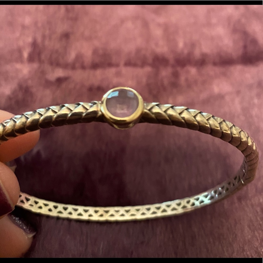 925/14k Amethyst Town and Country hinged bangle